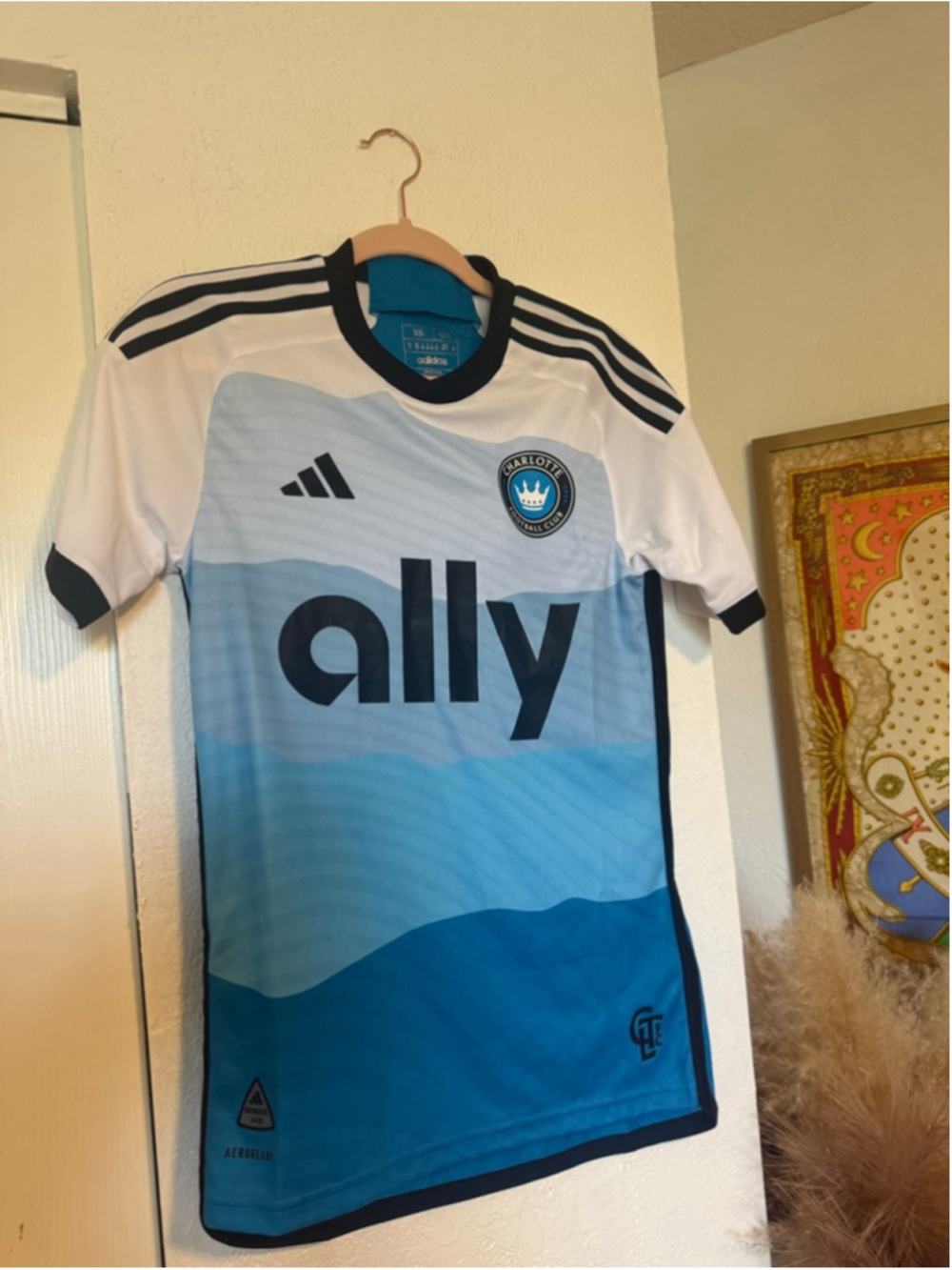 NWT, Adidas Charlotte FC 2024/2025 "Carolina Kit: Explore" home jersey, size XS